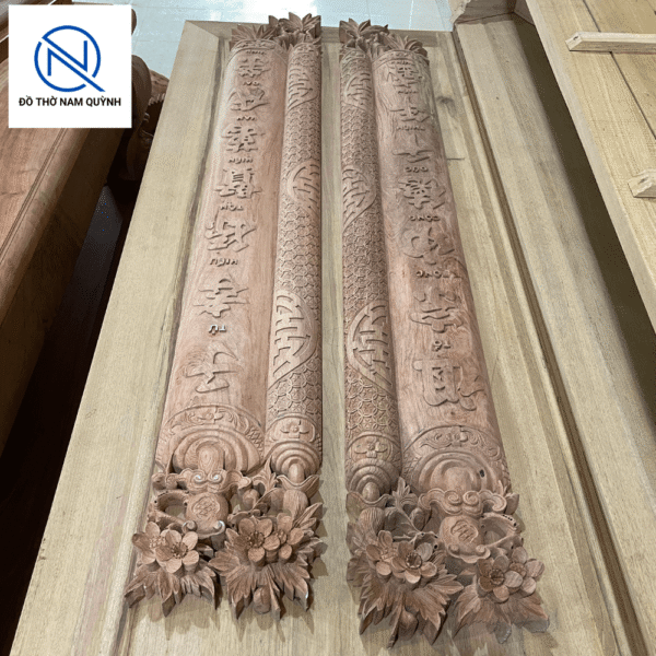 Mẫu cuốn thư câu đối mai hoá long gỗ hương đá đẹp tại Đồ Thờ Nam Quỳnh