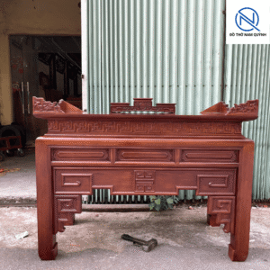 Án gian thờ gỗ hương đẹp đơn giản màu óc chó tại Đồ Thờ Nam Quỳnh