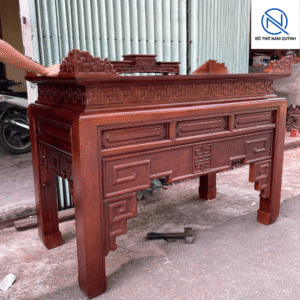 Án gian thờ gỗ hương đẹp đơn giản màu óc chó tại Đồ Thờ Nam Quỳnh