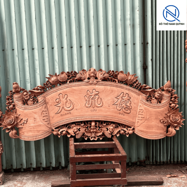 Bộ cuốn thư câu đối nguyên khối dày 10cm gỗ hương đá đẹp tại Đồ Thờ nam Quỳnh