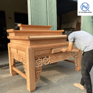 Bàn thờ 3 cấp có ngăn kéo gỗ hương đẹp tại Đồ Thờ Nam Quỳnh