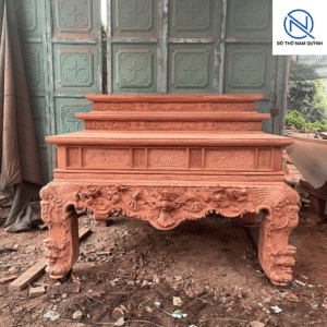 Vua sập thờ tứ linh tam cấp gỗ hương đá đẹp tại Đồ Thờ Nam Quỳnh