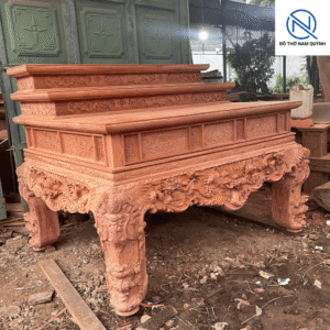 Vua sập thờ tứ linh tam cấp gỗ hương đá đẹp tại Đồ Thờ Nam Quỳnh
