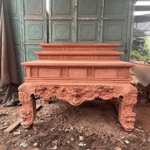 Vua sập thờ tứ linh tam cấp gỗ hương đá đẹp tại Đồ Thờ Nam Quỳnh