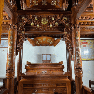 Lắp đặt combo nội thất nhà thờ gỗ hương đá vip tại Đồ Thờ Nam Quỳnh