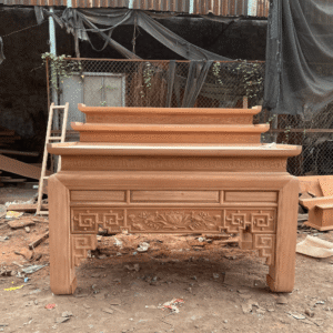 Bàn thờ tam cấp sen triện gỗ hương đẹp tại Đồ Thờ Nam Quỳnh