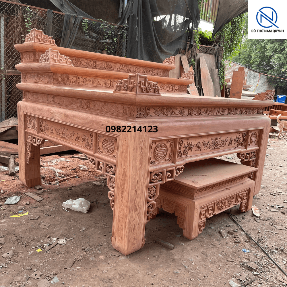 Mẫu án gian thờ tam cấp chân 18 gỗ hương đá đẹp Mẫu án gian thờ tam cấp chân 18 gỗ hương đá đẹp tại Đồ Thờ Nam Quỳnh