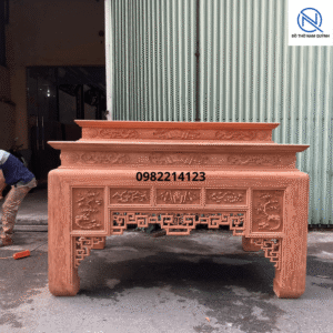 Bàn thờ nhị cấp gỗ hương đá chân 18 đẹp tại Đồ thờ Nam Quỳnh