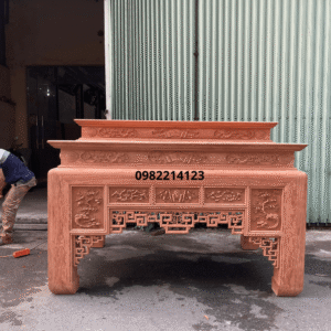 Bàn thờ nhị cấp gỗ hương đá chân 18 đẹp tại Đồ thờ Nam Quỳnh