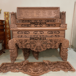 Sập thờ mai điểu tam cấp đẹp tại Đồ Thờ Nam Quỳnh