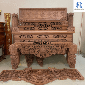 Sập thờ mai điểu tam cấp đẹp tại Đồ Thờ Nam Quỳnh