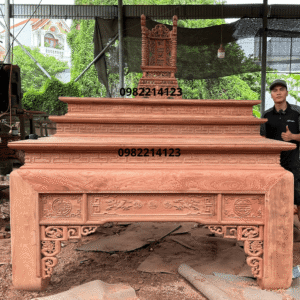 Án gian thờ tam cấp chân 22 gỗ hương đá siêu chắc chắn tại Đồ Thờ Nam Quỳnh