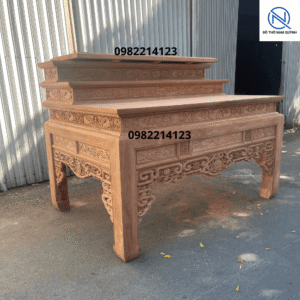 Án gian thờ tam cấp gỗ hương đá đẹp tại Đồ Thờ Nam Quỳnh