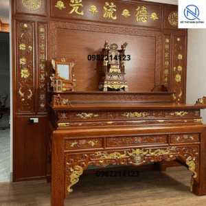 Bàn thờ nhị cấp và vách thờ đẹp tại Đồ Thờ Nam Quỳnh