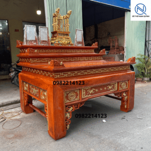 Án gian thờ tam cấp chân 22 gỗ hương đá giát vàng siêu đẹp tại Đồ Thờ Nam Quỳnh