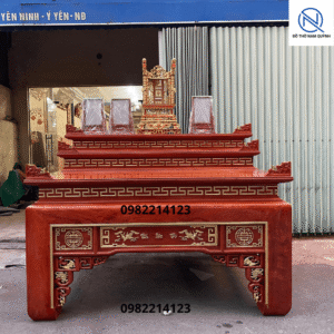 Án gian thờ tam cấp chân 22 gỗ hương đá giát vàng siêu đẹp tại Đồ Thờ Nam Quỳnh